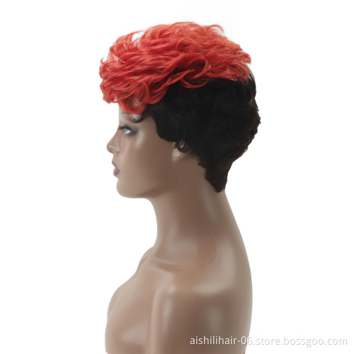 aishili wholesale red Mohawk wigs short synthetic hair wig for women